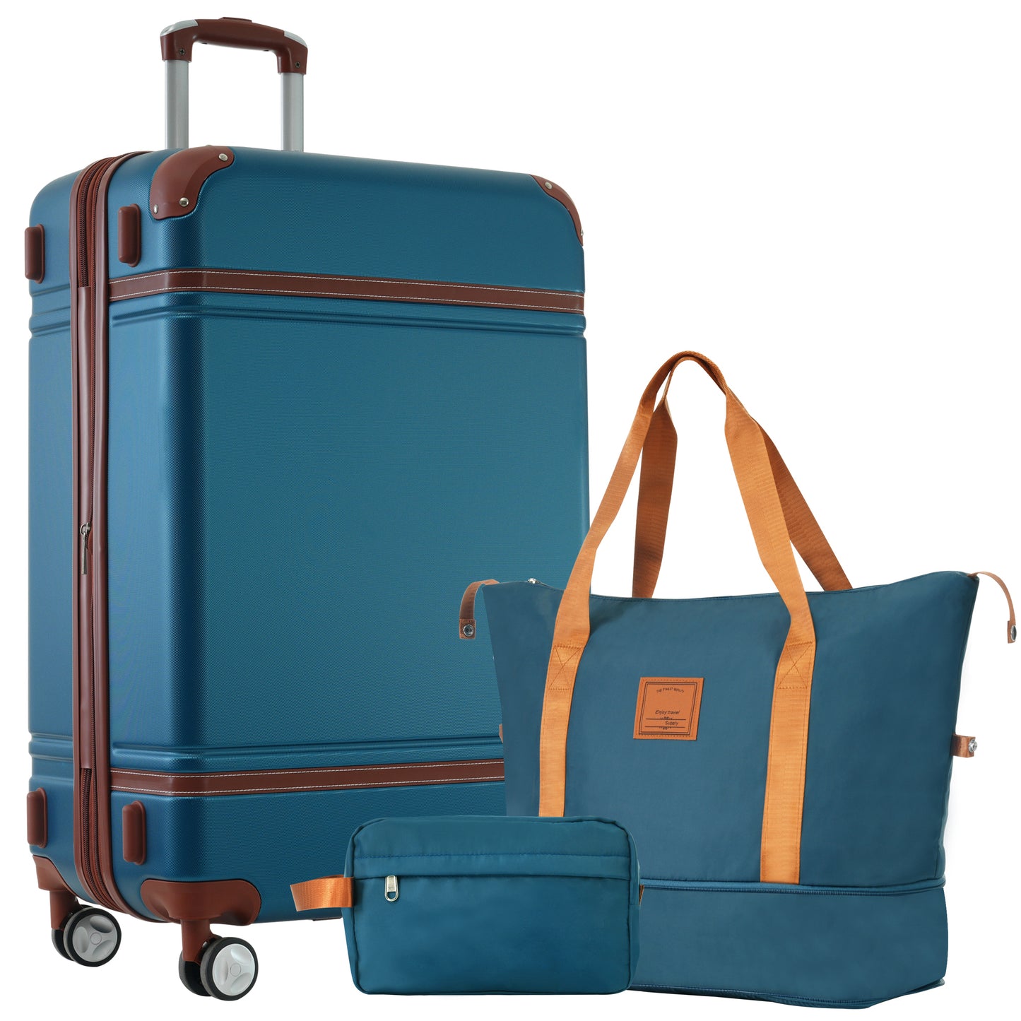 Hardshell Luggage Sets with Bags Lightweight Suitcase Double Spinner Wheels with TSA Lock Single Vintage Lug