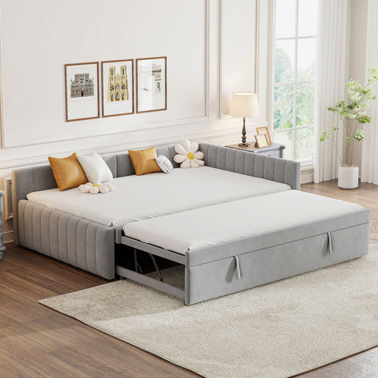 Daybed Multiple Color Options Upholstered Modern with Trundle and Backrest for Bedroom or Guest Room