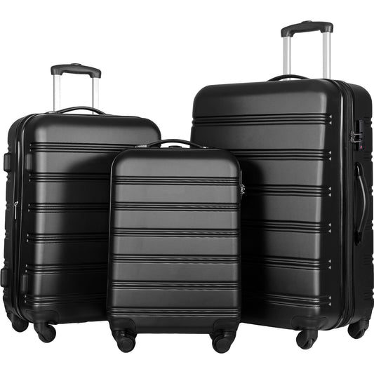 Luggage Set Black ABS for travel organization