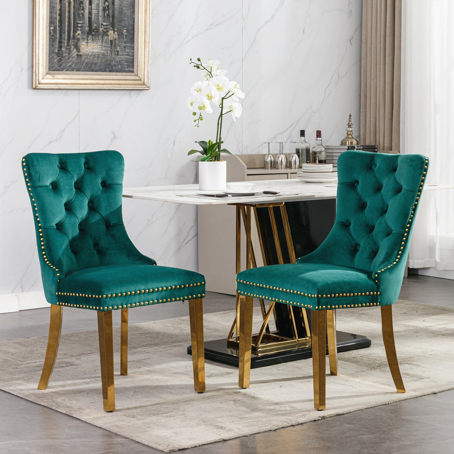Nikki Collection Modern, High-end Tufted Solid Wood Contemporary Velvet Upholstered Dining Chair