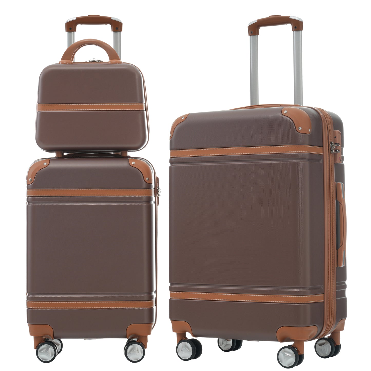 Hardshell Luggage Sets 3 Pieces with TSA Lock in Pink, Lightweight ABS, Includes 20' and 24' Suitcases and Cosmetic Case