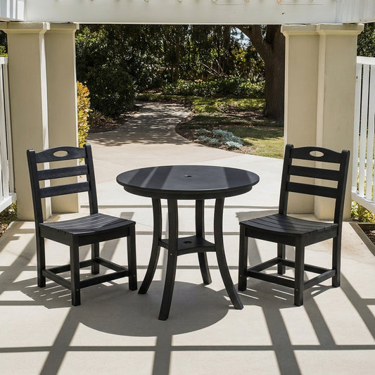 3-Piece HDPE Patio Bistro Set with Round Table and 2 Chairs, Multiple Finishes