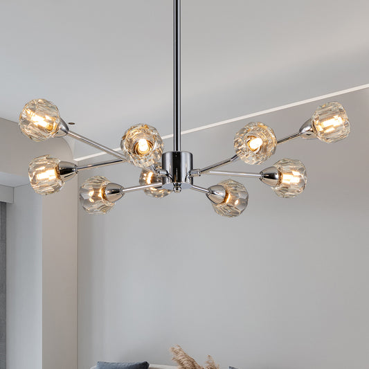 Chandelier Iron Chrome Modern 9-Light for Dining Room and Kitchen Island