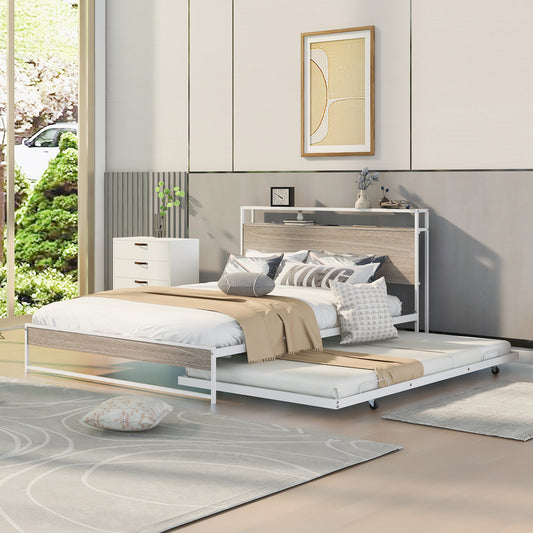 Bed Frame White Metal for bedroom and guest room furnishing