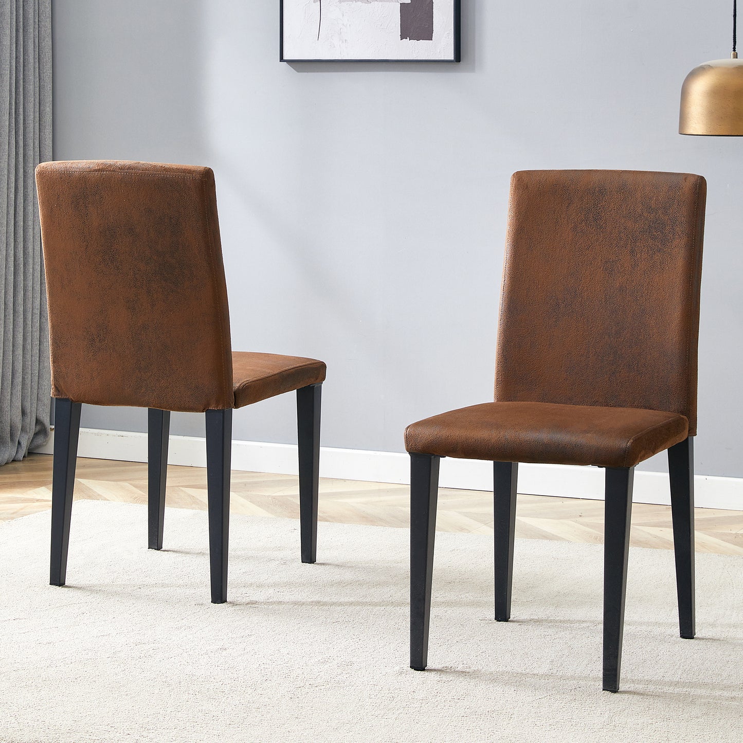 Modern Fabric Dining Chair – Upholstered Technology Fabric Chair with Metal Legs, Comfortable Kitchen & Dining Seating