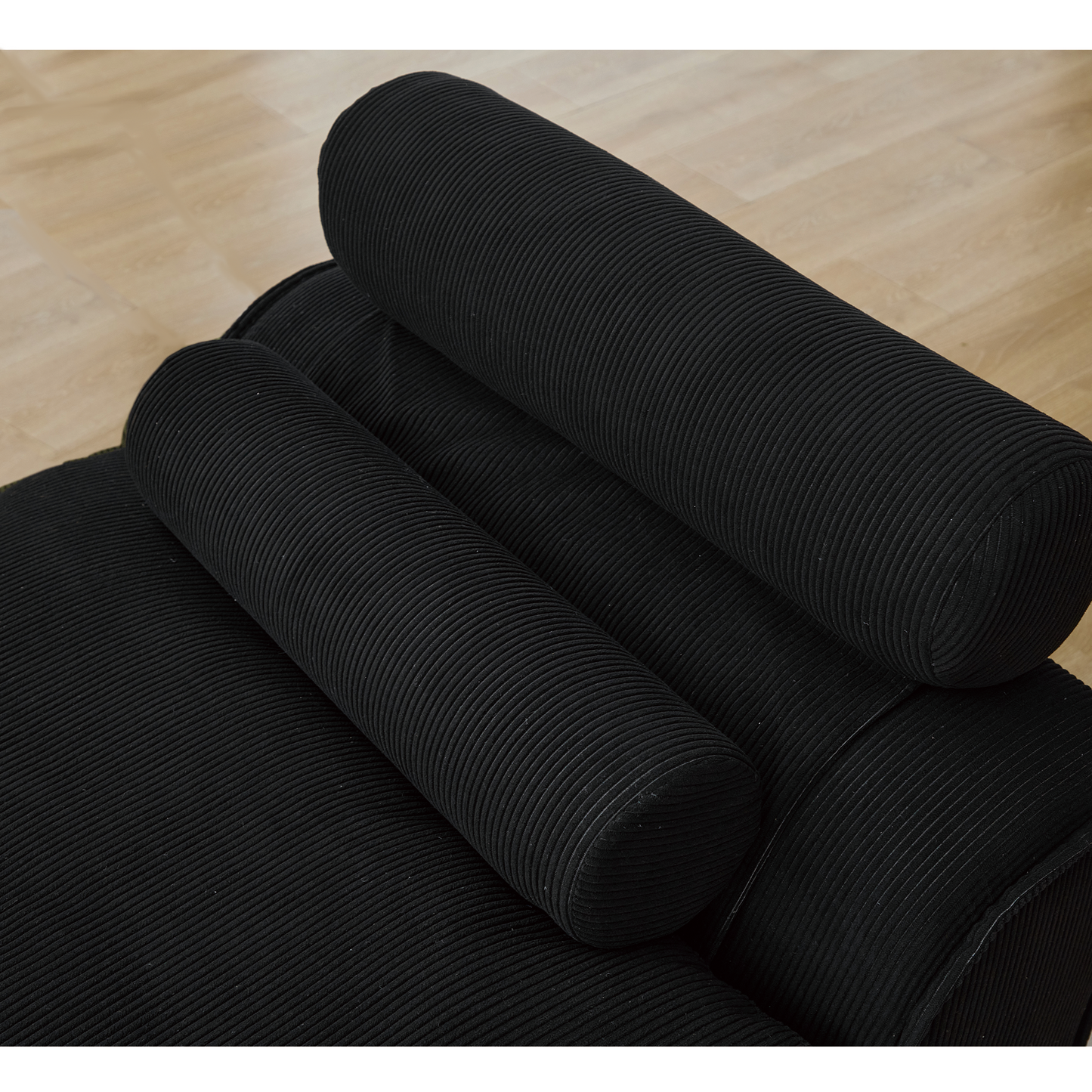 Modular Sofa,No Armrests,At will DIY,Corduroy ,Neck Pillow-Back Lounge Sofa Chair,Reading Nook, or Apartment Living, Lumbar Pillow,6 Seats,Upholstered,Black