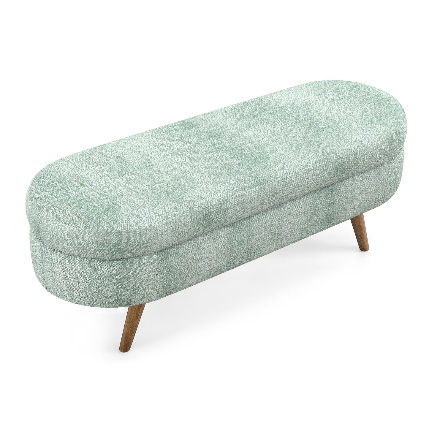 Ottoman Oval Storage Bench with Rubber Wood Legs, 43.5'x16x16