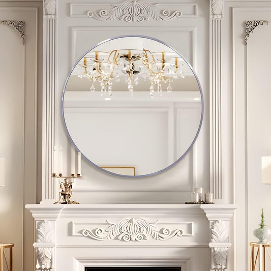 Oversized Round Metal Frame Wall Mirror for Bathroom Vanity, Bedroom, or Entryway