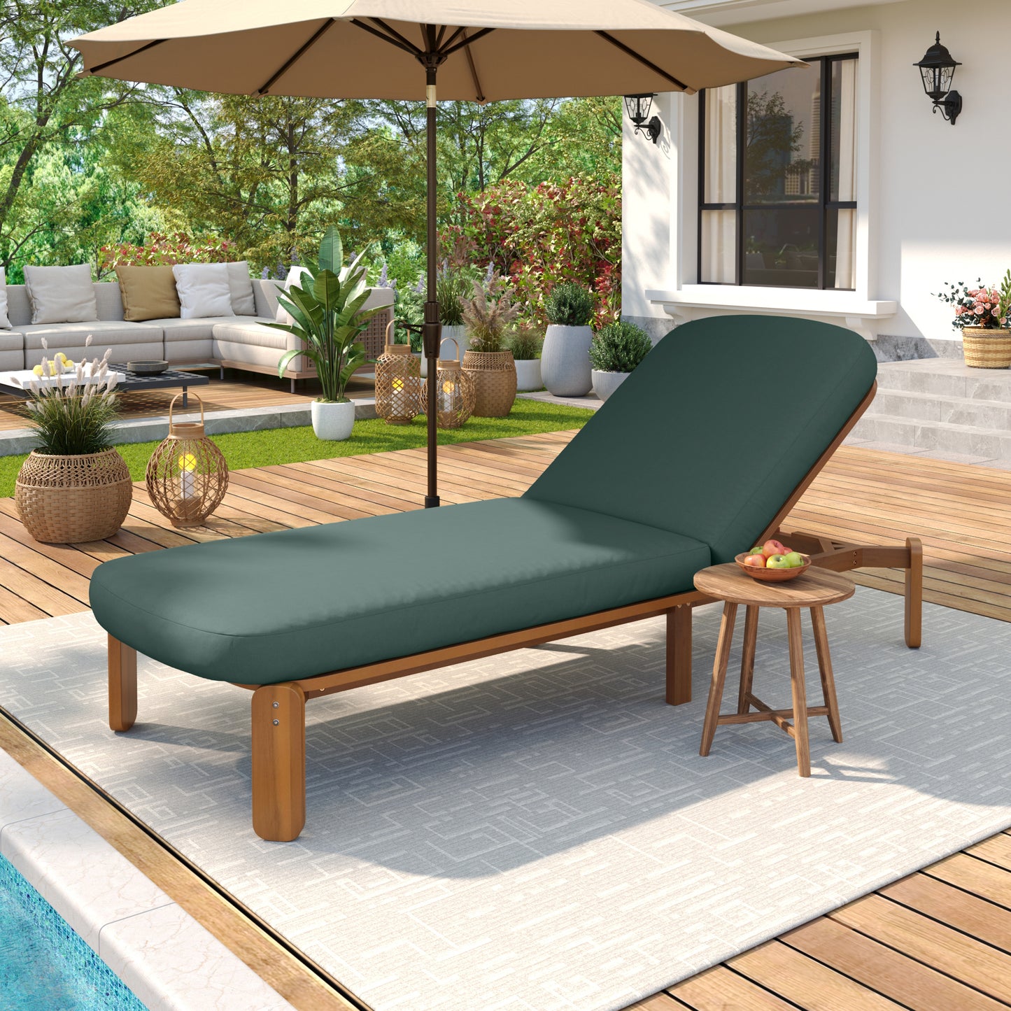 Outdoor Chaise Lounge Adjustable Patio Chaise Outdoor Reclining Chair Pool Lounge Chair with Adjustable Back