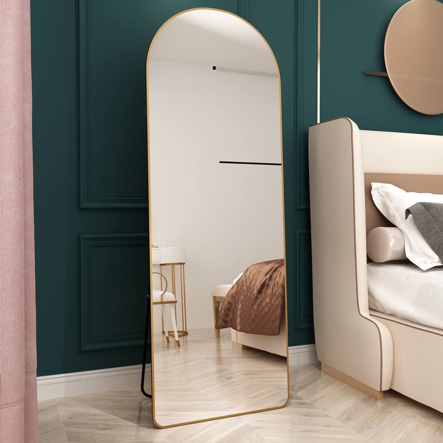 Arched Full Length Mirror – Aluminum Alloy Frame Floor Mirror, Wall Mounted Modern Dressing Mirror