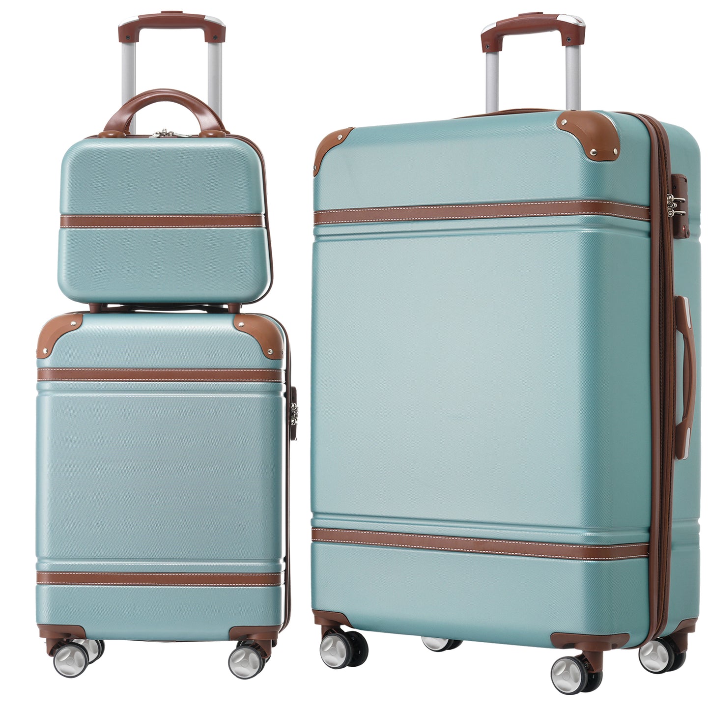 Lightweight Blue Hardshell Luggage Set with TSA Lock, 3 Pieces 20'+28' Spinner Suitcases & Cosmetic Case