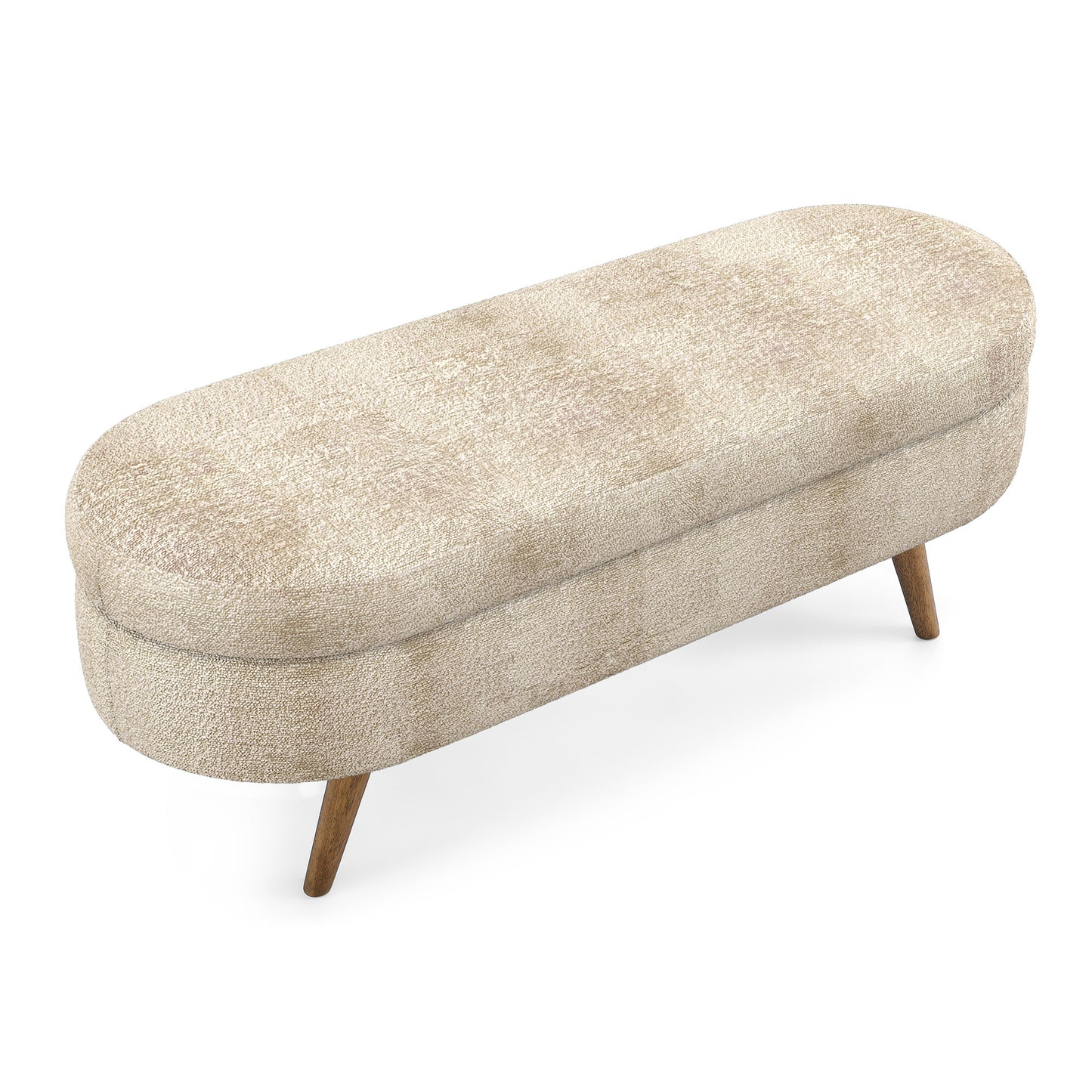 Ottoman Oval Storage Bench with Rubber Wood Legs, 43.5'x16x16