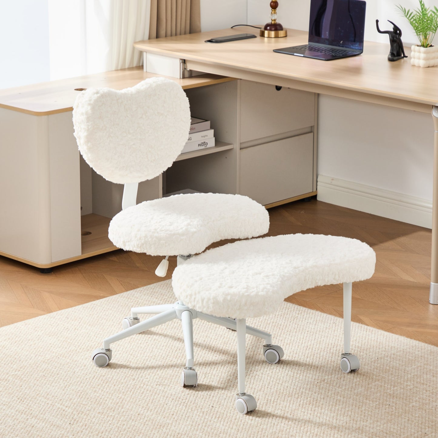 Artificial rabbit hair Meditation Chair Plus, Cross Legged Chair with Wheels, ADHD Chair, Criss Cross