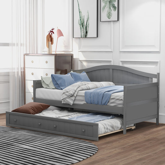 Daybed Sofa Bed, Twin Size, Solid Wood with Trundle and Sofa Seating for Bedroom or Living Room