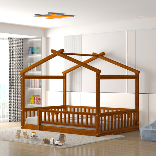 Bed Frame Walnut Wood for bedroom and guest room furnishing
