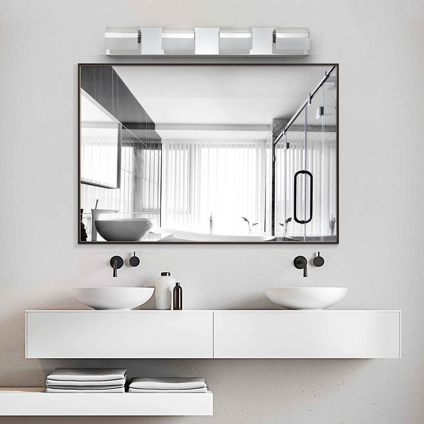 (NEW SKU:W1340P206822) Modern Bathroom Vanity Lighting 4-Light LED Vanity Lights Over Mirror Bath Wall Lighting