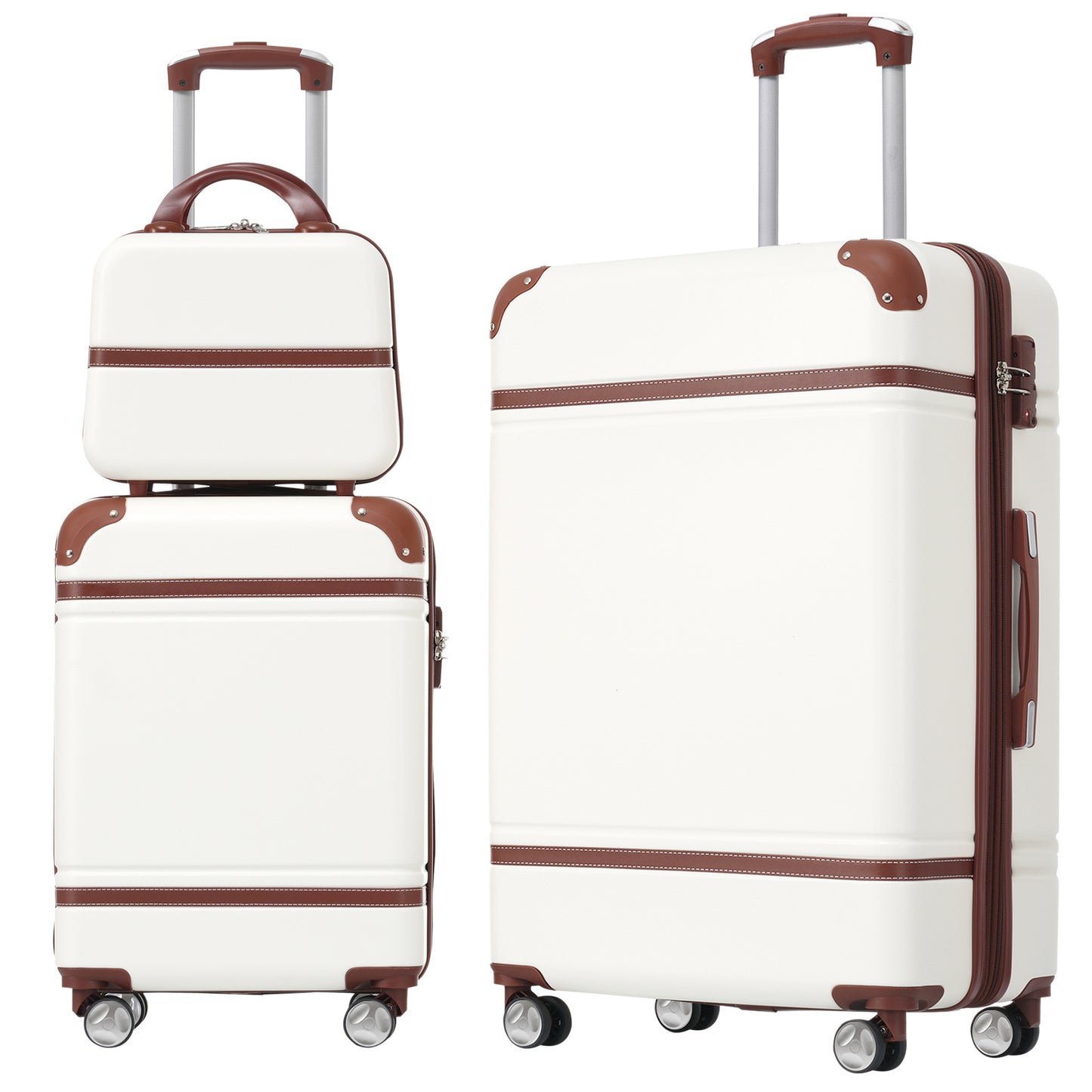 Lightweight Blue Hardshell Luggage Set with TSA Lock, 3 Pieces 20'+28' Spinner Suitcases & Cosmetic Case