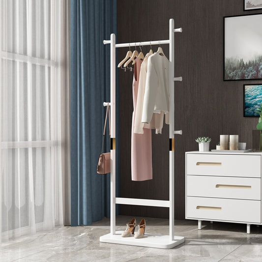 Rotating Full-Length Mirror with Coat Rack Rubber Wood Ancient White Storage and Hooks for Bedroom, Entryway and Dressing Areas