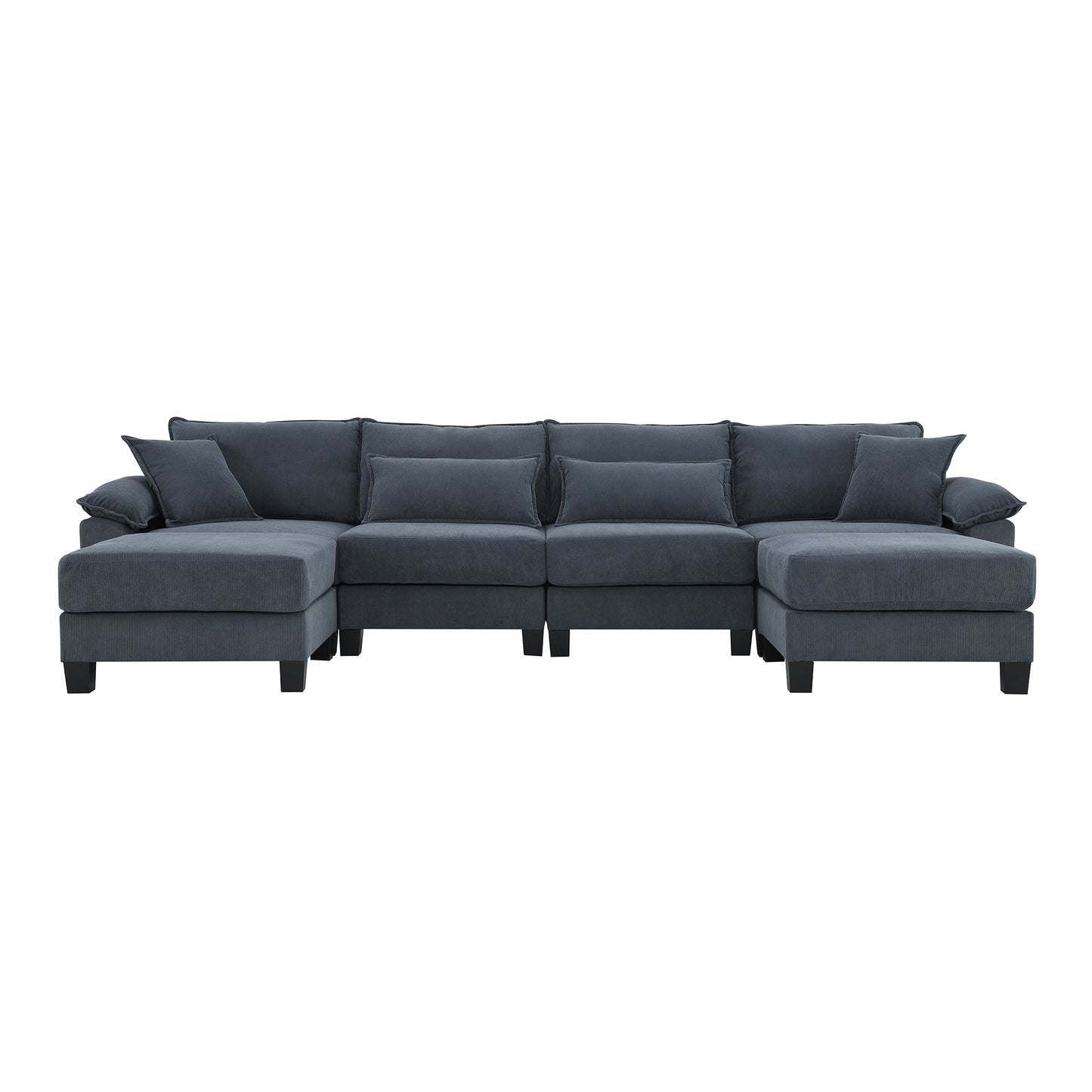133*65" Corduroy Modular Sectional Sofa,U Shaped Couch with Armrest Bags,6 Seat Freely Combinable Sofa Bed,Comfortable and Spacious Indoor Furniture for Living Room, 2 Colors