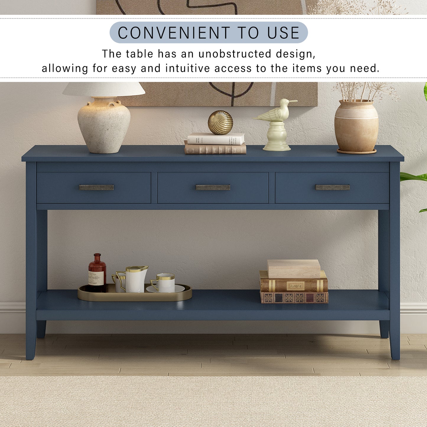 Contemporary 3-Drawer Console Table with 1 Shelf, Entrance Table for Entryway, Hallway, Living Room, Foyer, Corridor