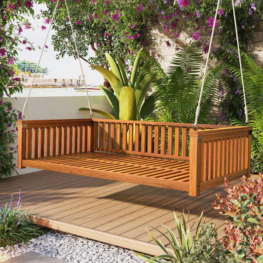 Porch Swing Bed Acacia Wood Teak for Patio for home use