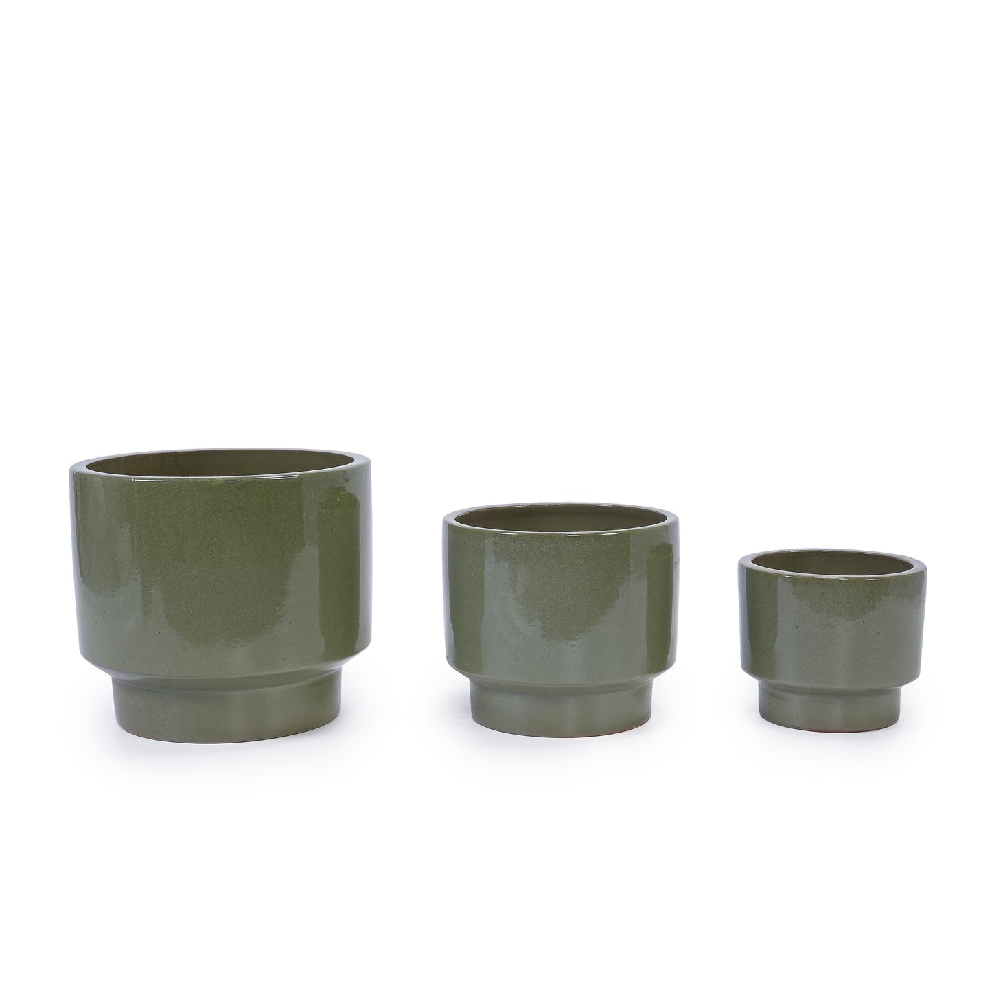 Handmade Glazed Ceramic Planter Set of 3, 15/12/9 Inch Diameter, for Succulents & Flowers Outdoor Garden & Indoor Stairc