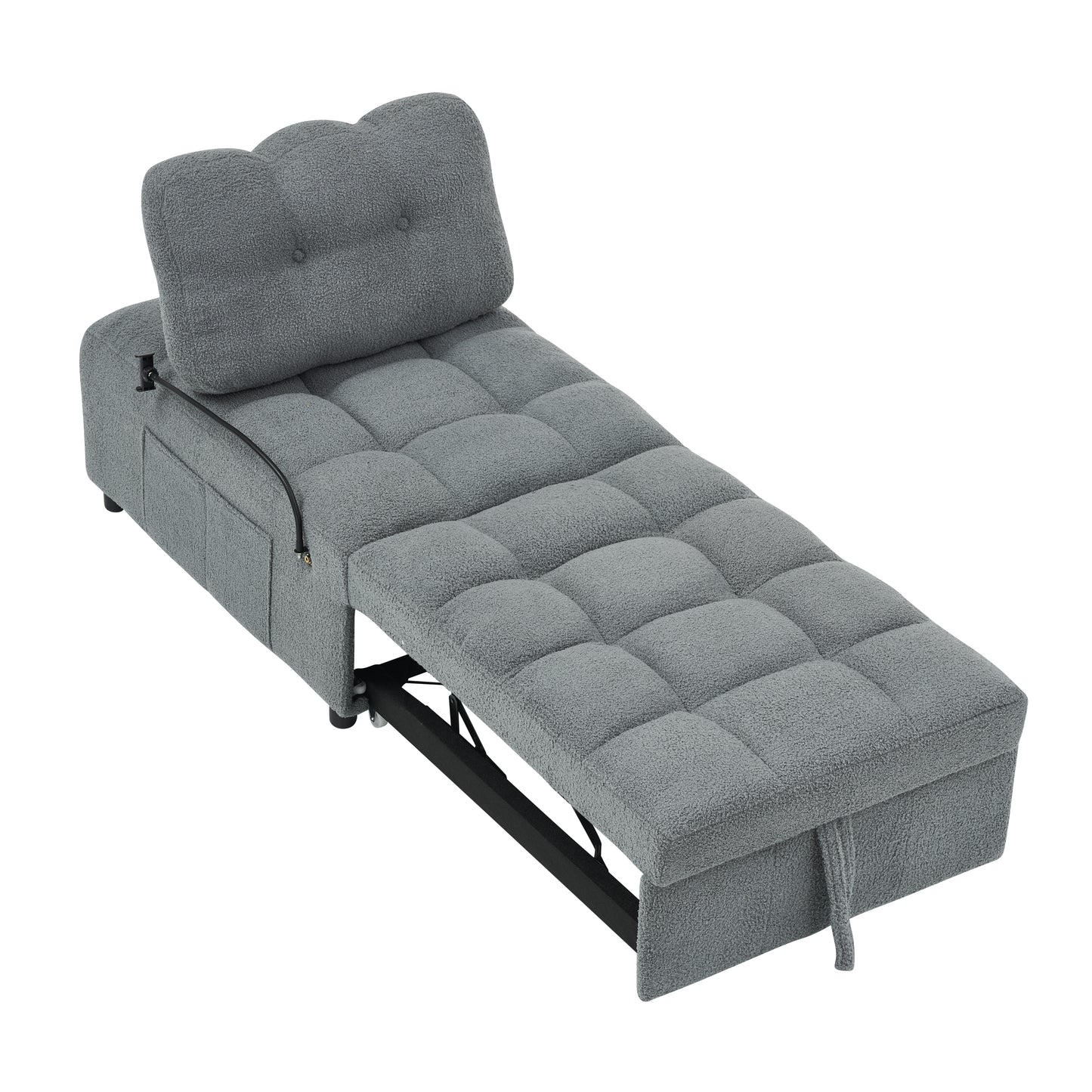40.20 inches long, Teddy Sofa Fabric,a convertible sofa-cum-bed, for Apartment Office Living Room - Gray