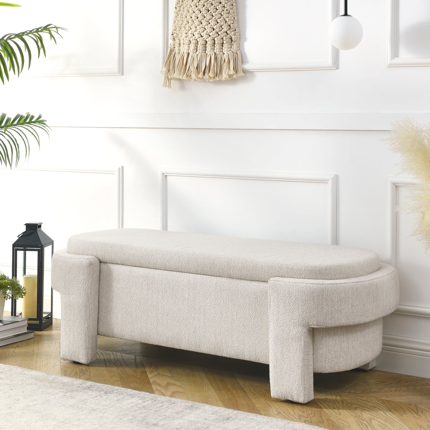 Upholstered Bench with Large Storage Space for Living Room, Entryway and Bedroom