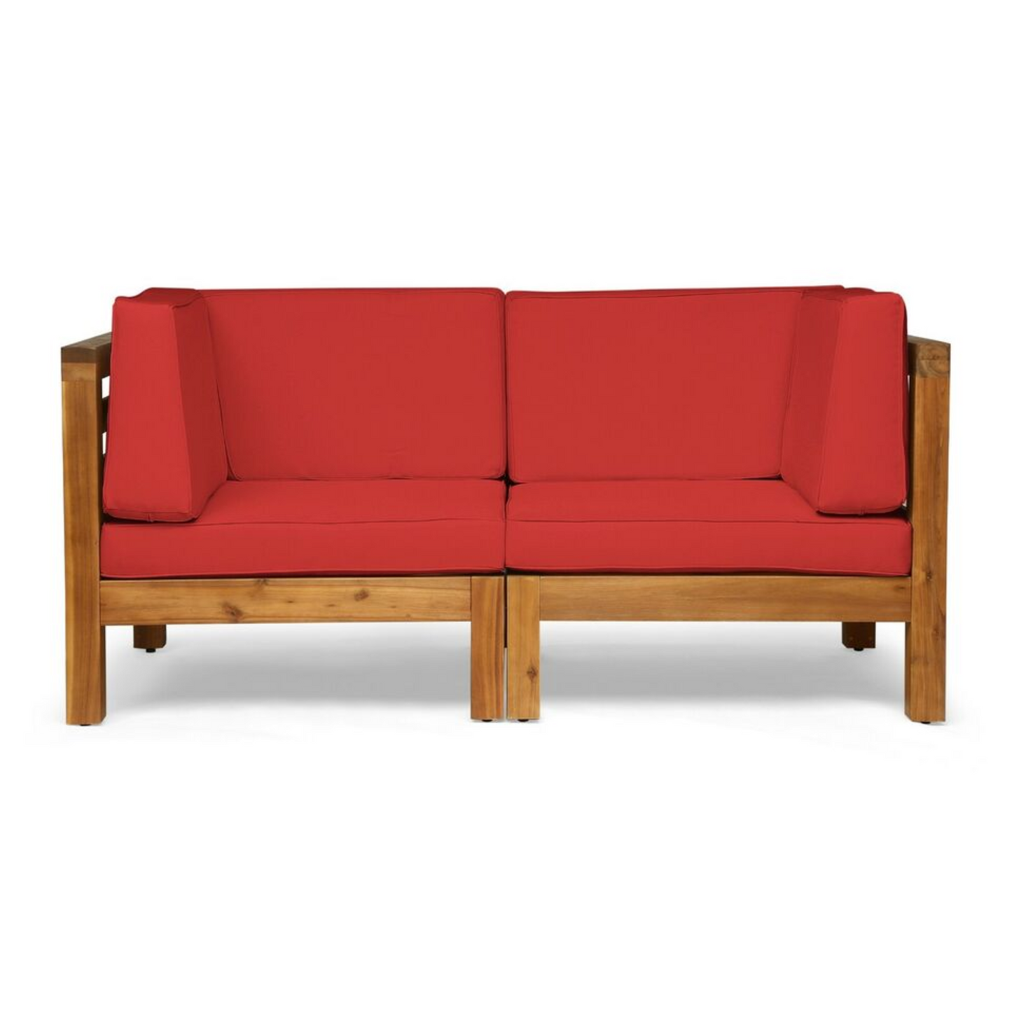 2-Piece Outdoor Loveseat Set with Water-Resistant Cushions – Acacia Wood Patio Conversation Seating