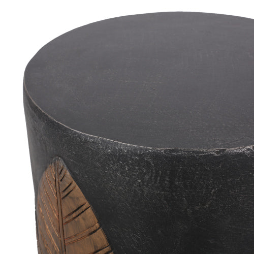 Outdoor Lightweight Concrete Side Table – Boho Copper Finish Accent Table, Patio & Indoor Decorative End Table