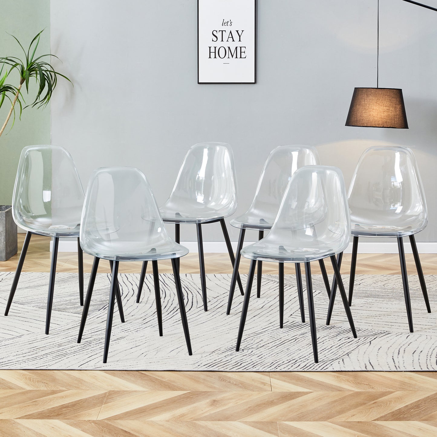 Transparent Dining Chair – Modern Clear Plastic Armless Chair, Nordic Style Vanity & Accent Seating