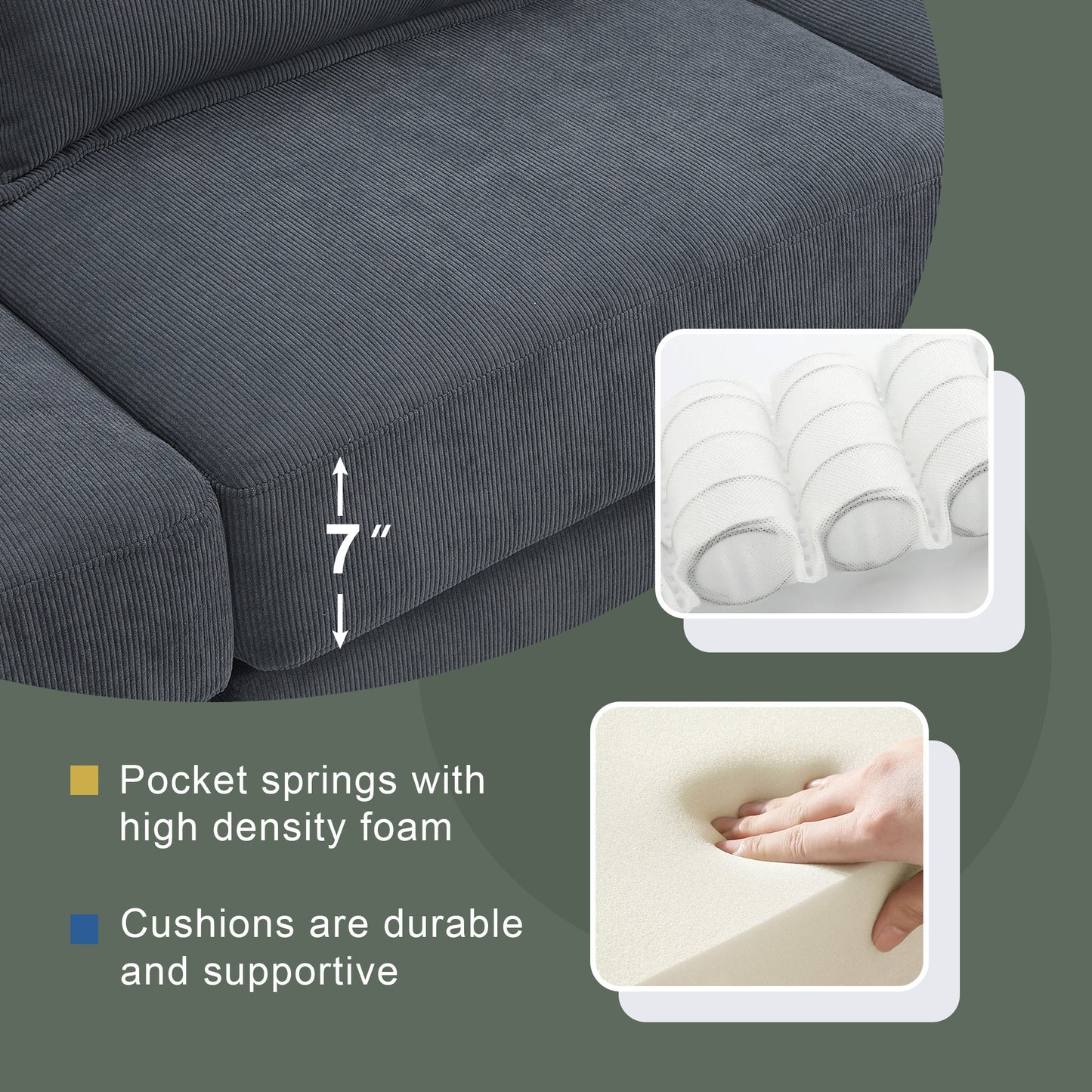 133*65" Corduroy Modular Sectional Sofa,U Shaped Couch with Armrest Bags,6 Seat Freely Combinable Sofa Bed,Comfortable and Spacious Indoor Furniture for Living Room, 2 Colors