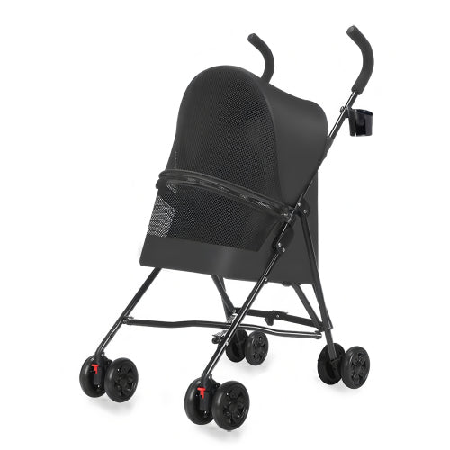Lightweight Foldable Pet Stroller with Mesh Ventilation and Cup Holder – Travel Stroller for Small Dogs & Cats