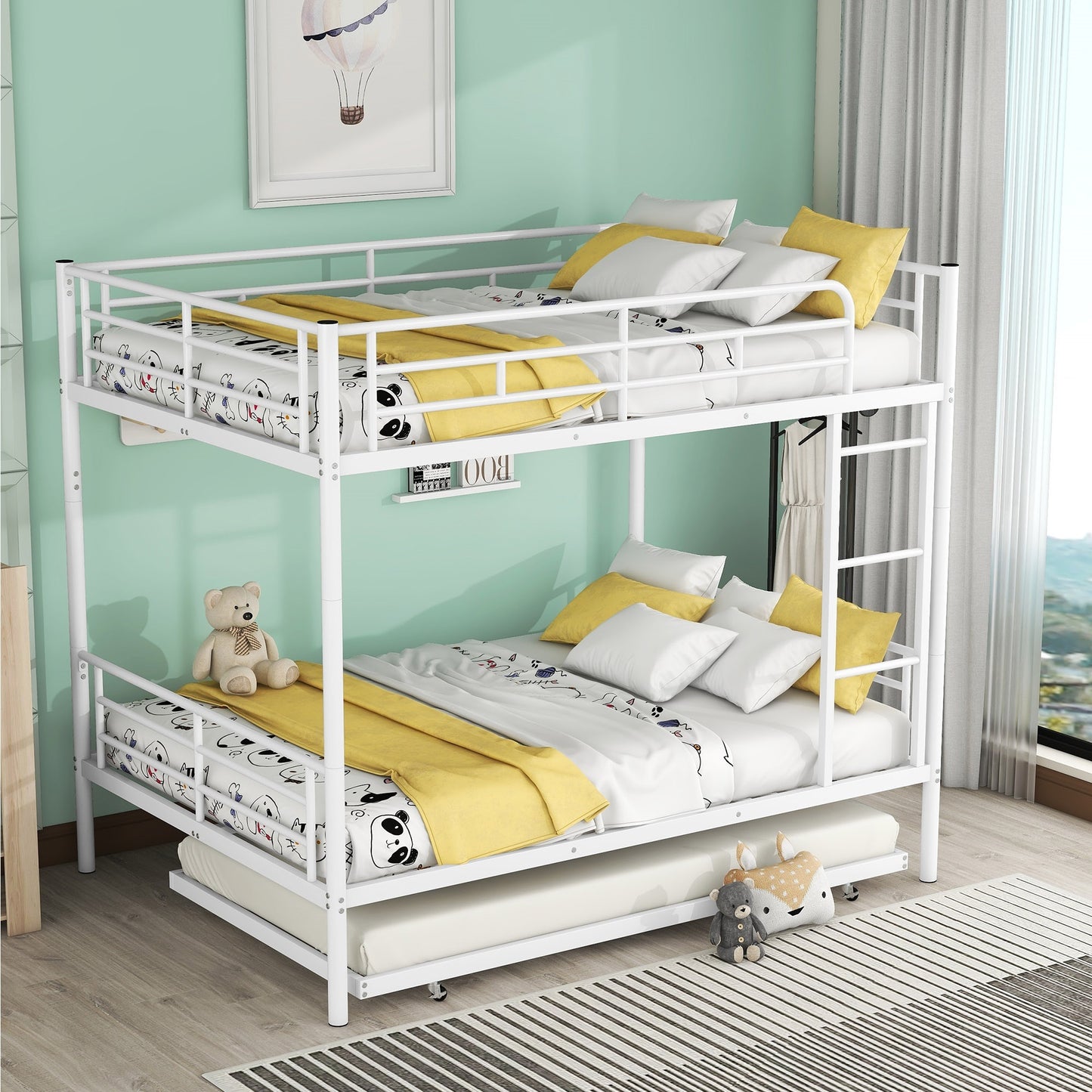 Full Over Full Metal Bunk Bed with Trundle
