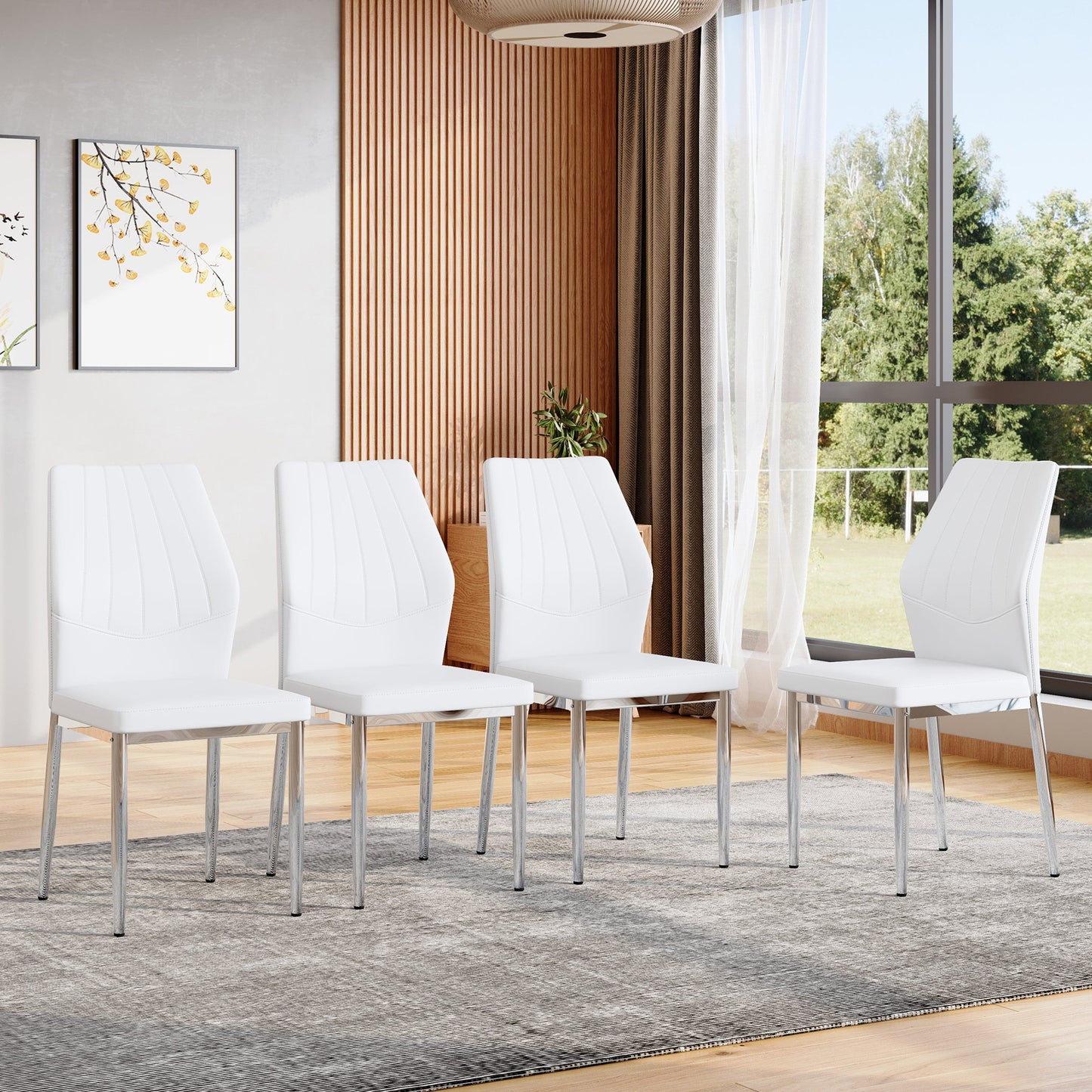 Modern Dining Chair – 37" High Back Upholstered Chair with Ergonomic Design & Metal Legs