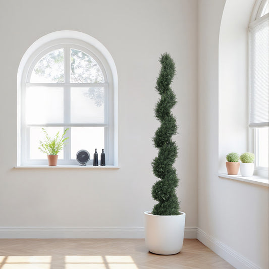 Artificial Plant 70.8-Inch Plastic Green 2-piece set for Home, Office and Décor Display