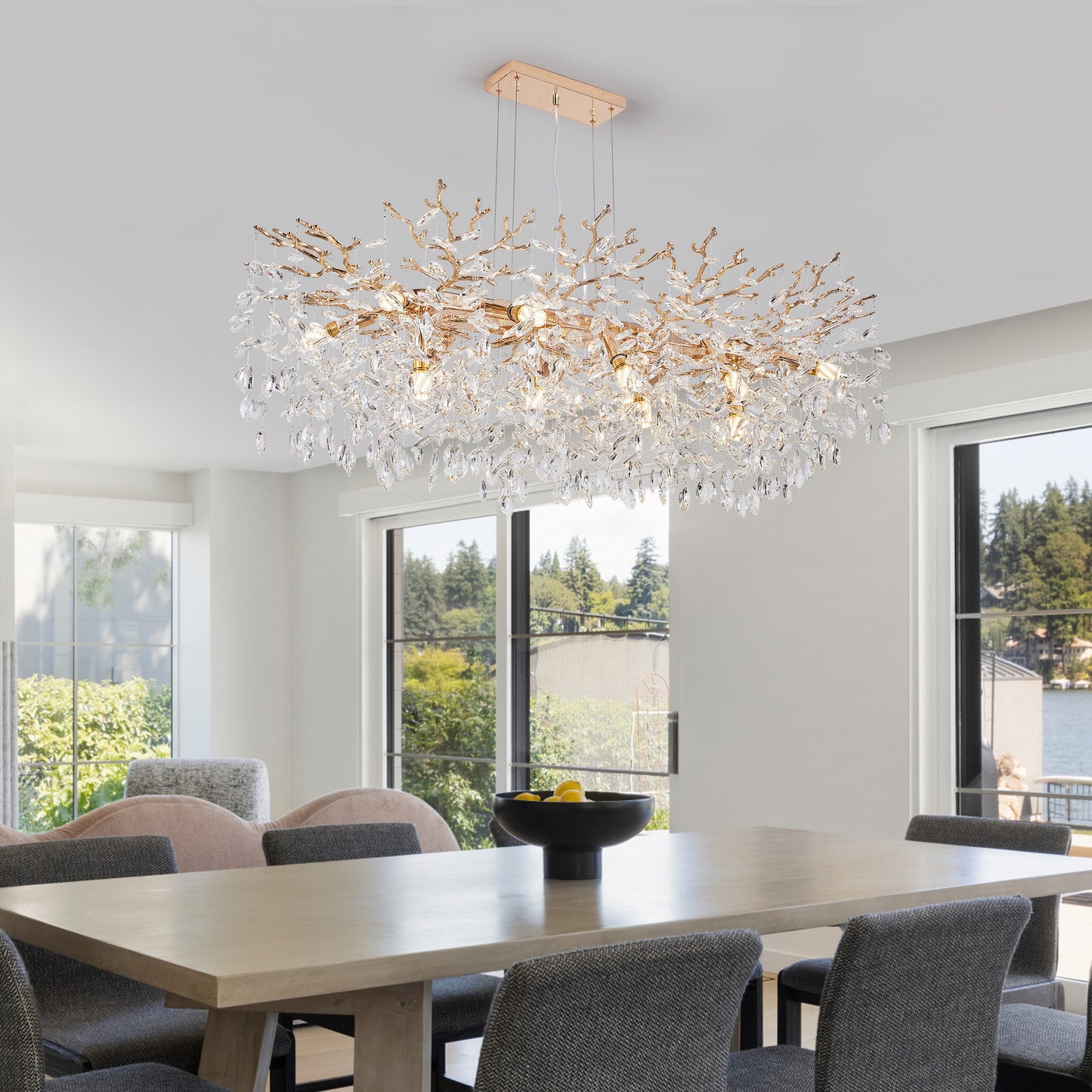 Modern Tree Branch Crystal Chandelier Luxury Gold Pendant Lighting