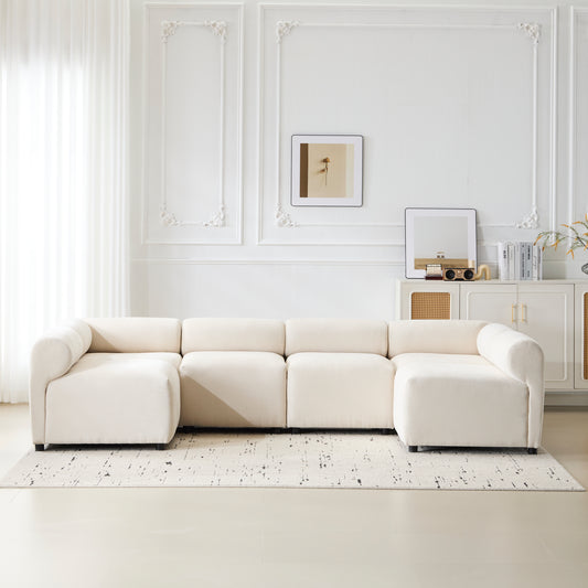 Modular Chenille Sectional Sofa– Modern Curved Upholstered Couch, Available in Multiple Configurations for Living Room, Bedroom & Apartment