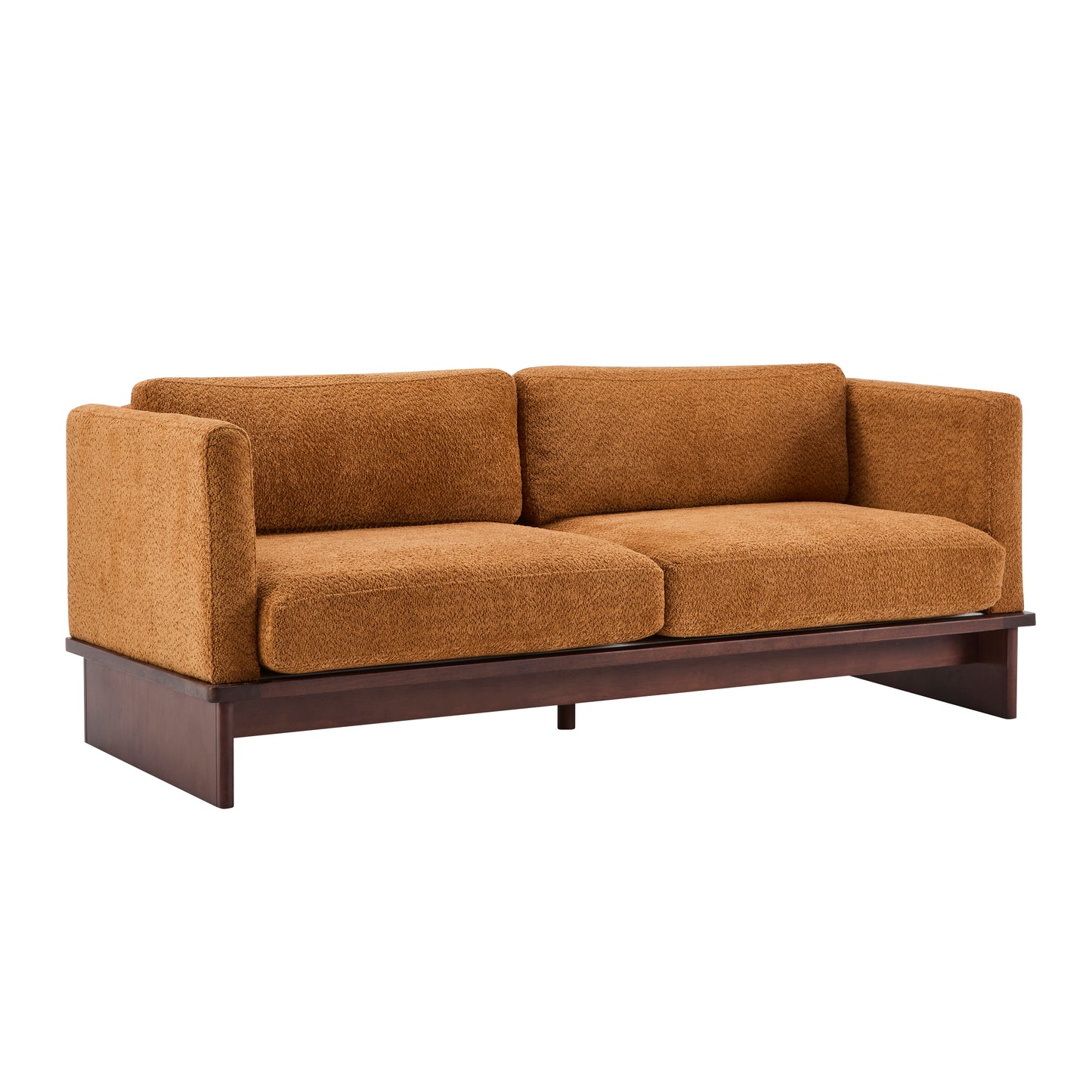 77" Modern Boucle Sofa – 3-Seater Upholstered Couch with Solid Wood Base and Square Arms for Living Room