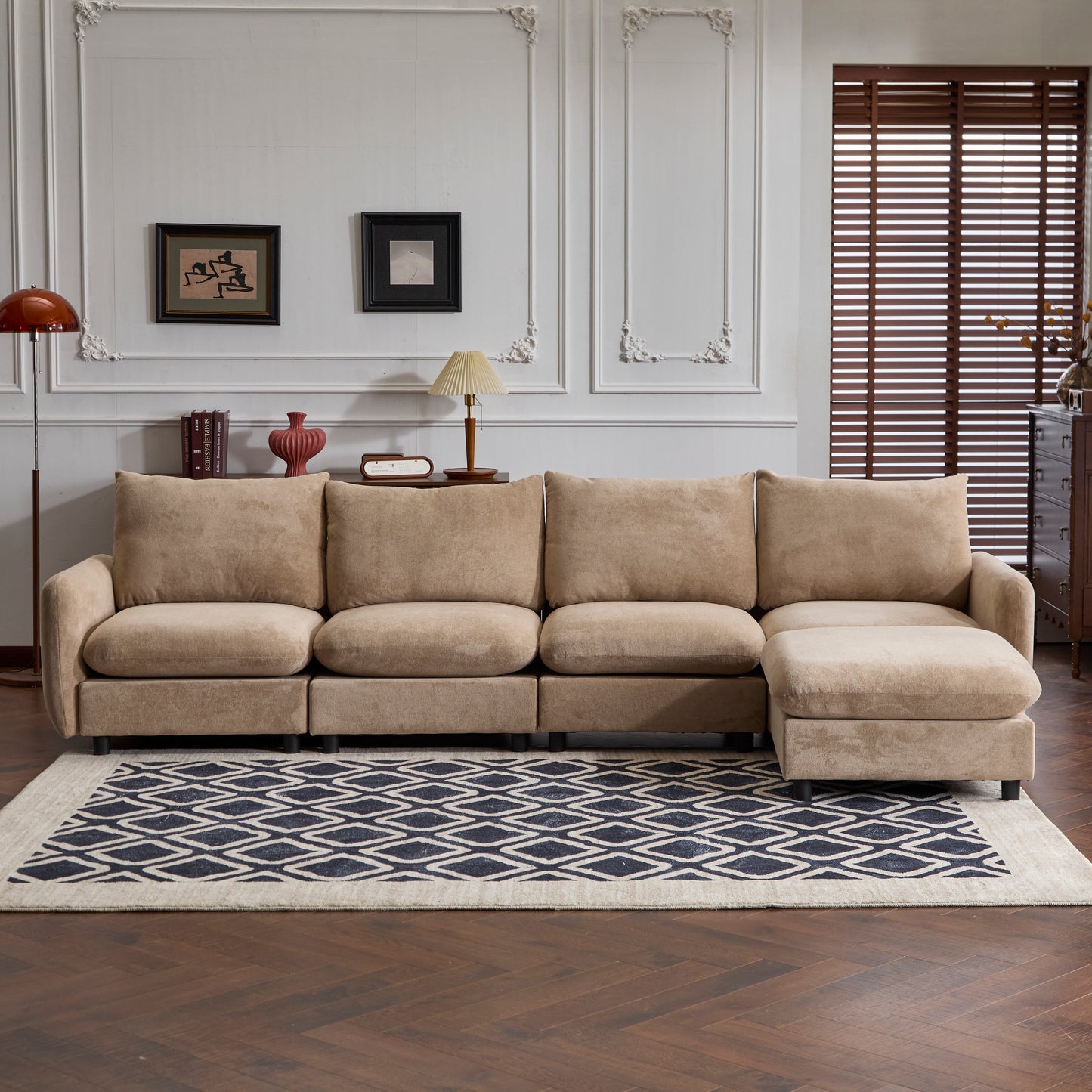 Modular Velvet Sectional Sofa Corner Chair – Convertible Upholstered Couch with Flexible Configurations for Living Room