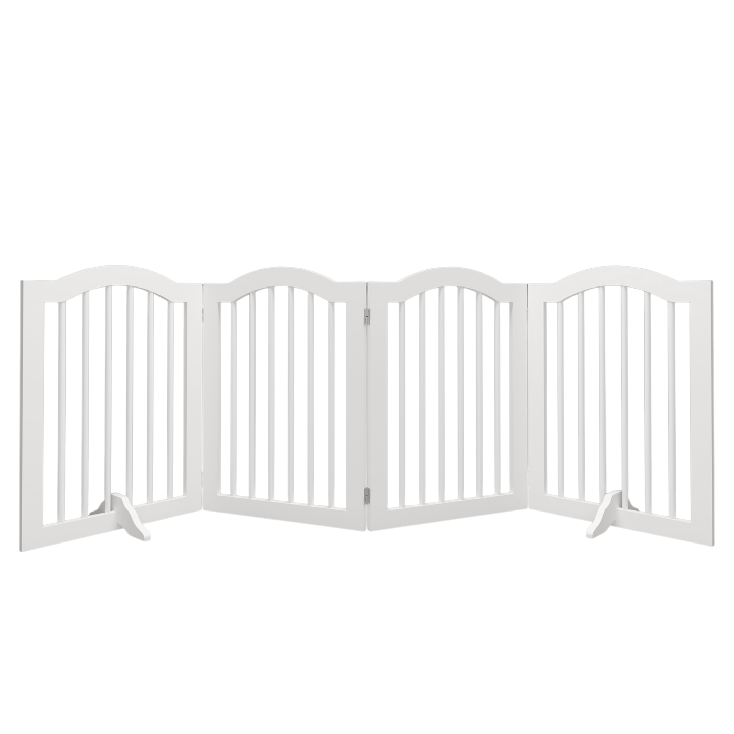 27.6" Tall Freestanding Wooden Pet Gate – Foldable 4-Panel Dog Safety Fence with Support Feet, Heavy Duty Indoor Barrier for Stairs, Doorways & Hallways