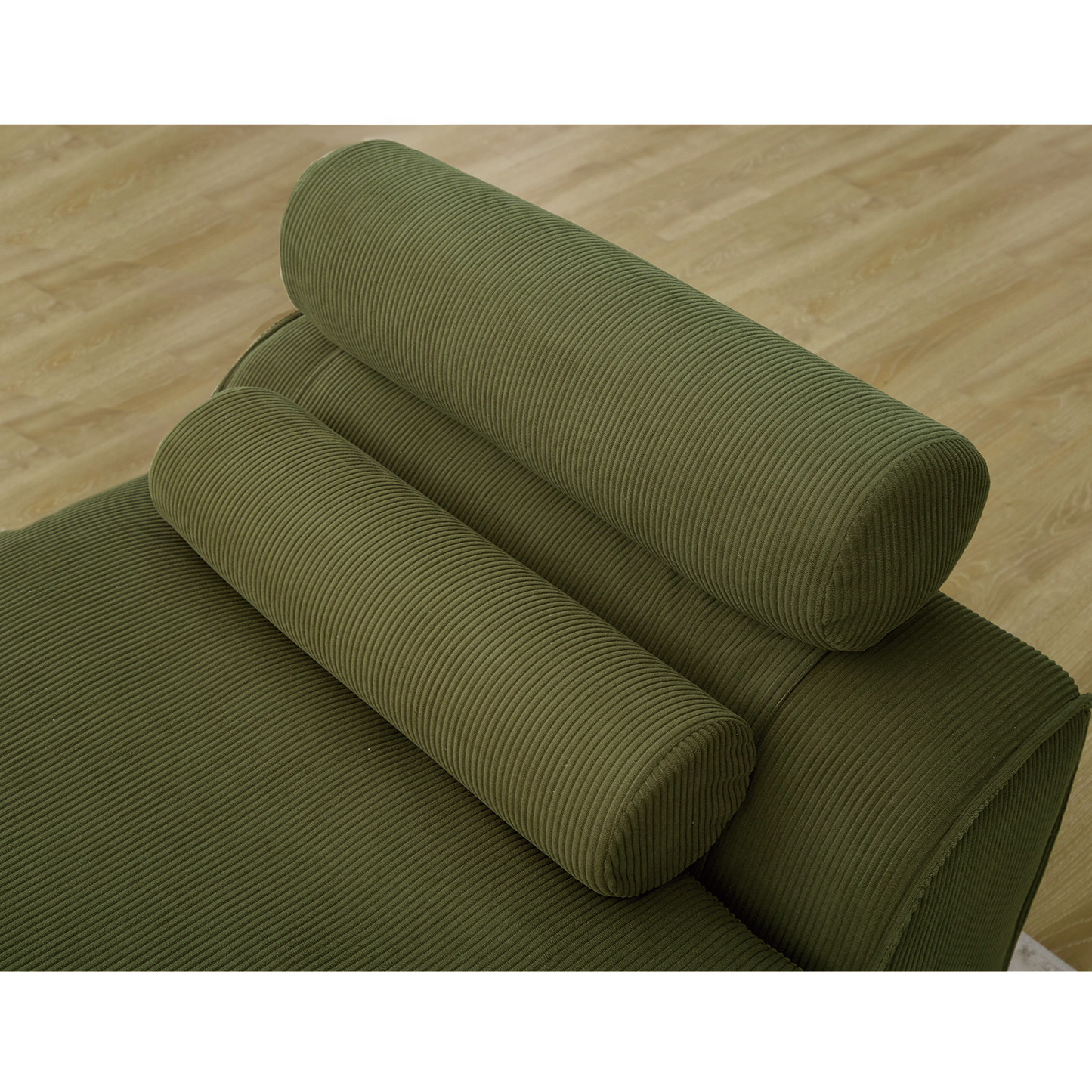 Modular Sofa,No Armrests,At will DIY,Soft Corduroy Fabric,Neck Pillow-Back Lounge Sofa Chair,Reading Nook, or Apartment Living, Lumbar Pillow,2 Seats,Upholstered,Green