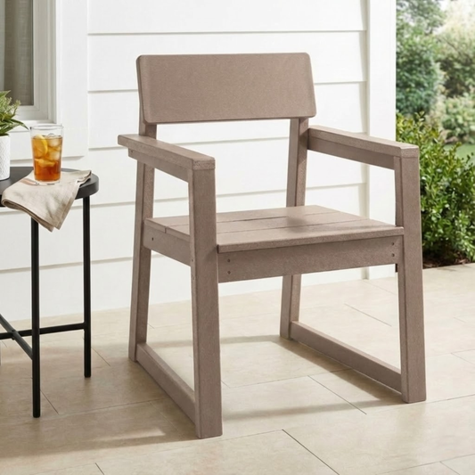 Set of 2 HDPE Outdoor Garden Armchairs with Modern Backrest Design
