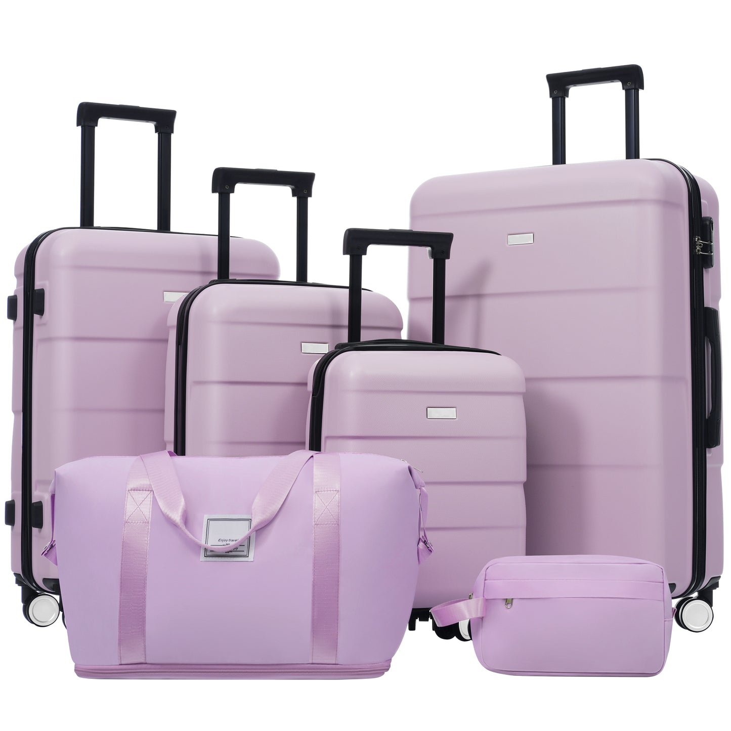 Hardshell Luggage Sets 6 Piece with 2 Bags, Password Lock Spinner Wheels,