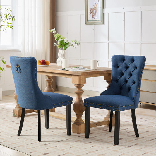 Dining Chairs Set of 2 Multiple Color Options Fabric Modern with Backrest and Tufted Detail for Dining Room or Kitchen Seating