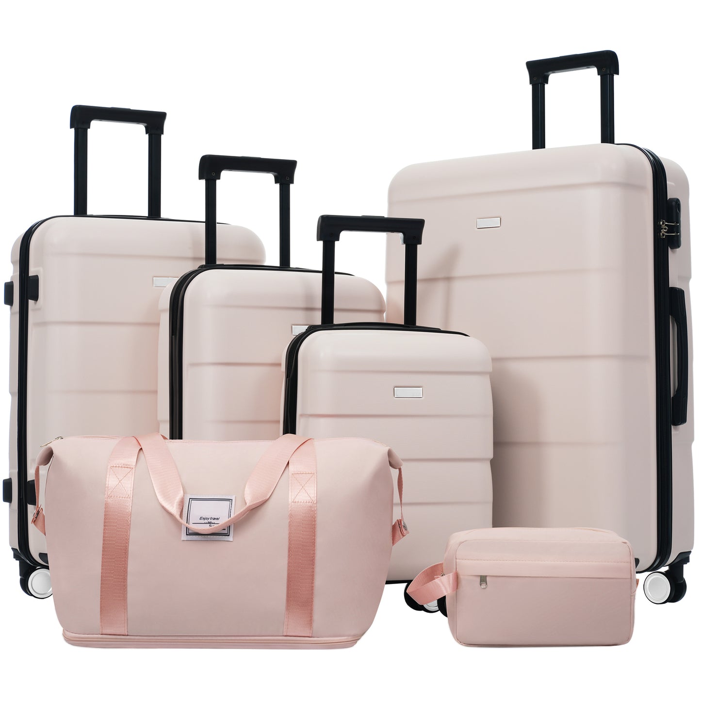 Hardshell Luggage Sets 6 Piece with 2 Bags, Password Lock Spinner Wheels,