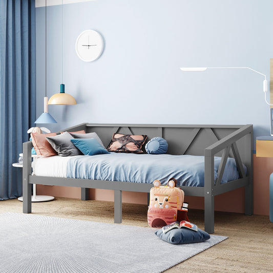 Bed Frame Gray Solid Wood for bedroom and guest room furnishing