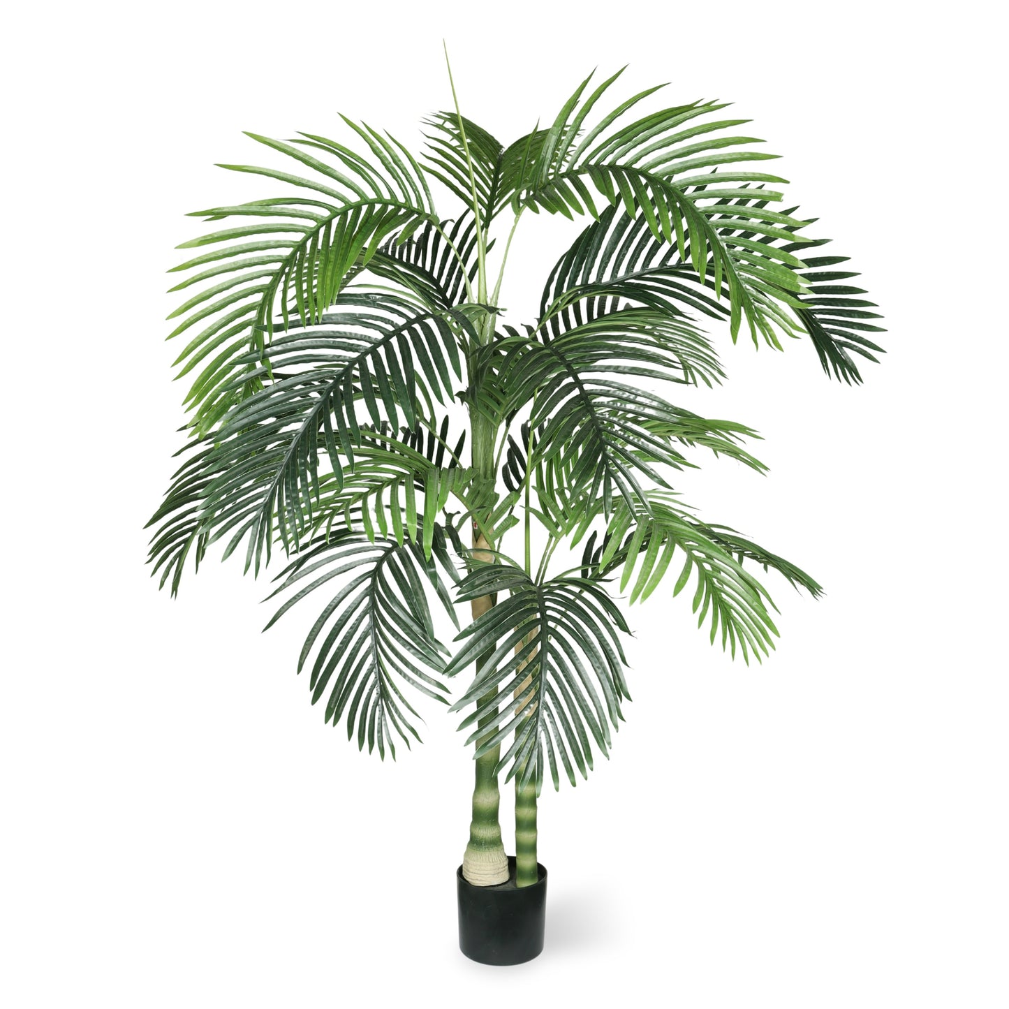 Golden Cane Artificial Palm Tree with Black Plastic Pot, Tropical Faux Palm, Indoor Outdoor Decoration