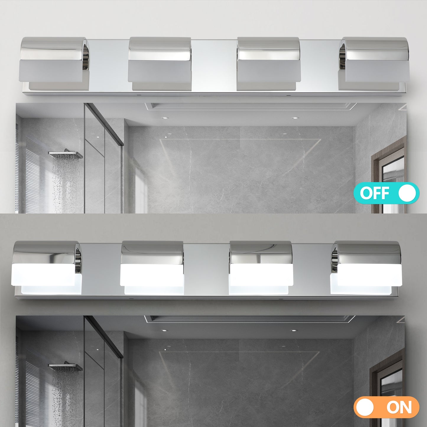 (NEW SKU:W1340P206822) Modern Bathroom Vanity Lighting 4-Light LED Vanity Lights Over Mirror Bath Wall Lighting