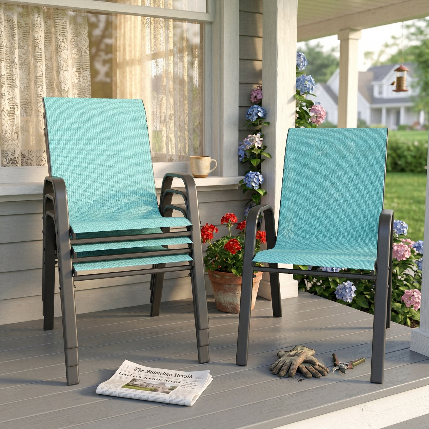Outdoor Dining Chairs, Wide Ergonomic Seat, 350 lbs Capacity, Waterproof & Rust-Resistant
